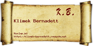 Klimek Bernadett névjegykártya